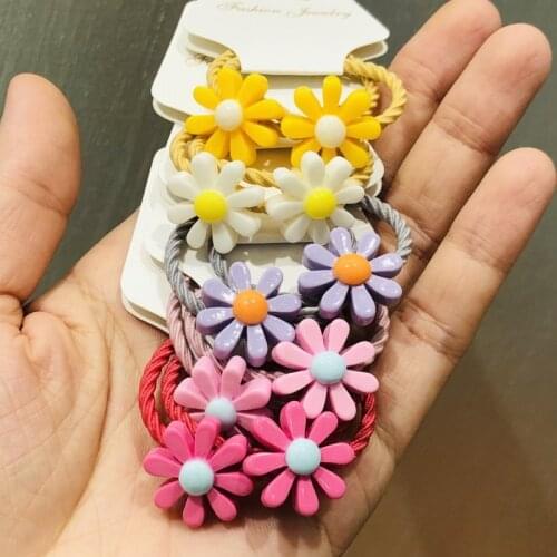 10Pcs/set Cute Sun Flower Hair Accessories Children Rubber Bands Scrunchies Elastic Hair Bands Girls Headwear Ties Hair Rope