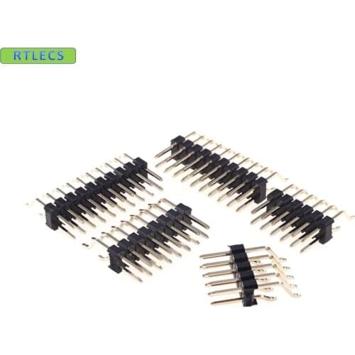 100pcs 0.10" 2.54 mm PCB Pin Header Male Dual Row Right Angle 90 Deg SMD SMT Surface Mount R/A Type Insulator Height 2.5mm