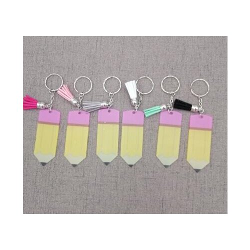 100pcs/lot most popular personalize monogram acrylic pencil keychains name tassel keychains