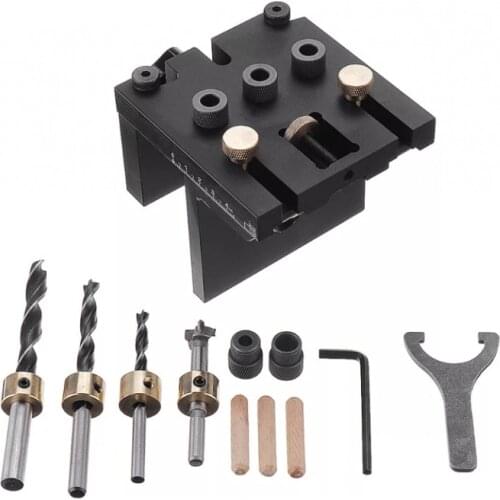 Aluminum Alloy 3 In 1 Dowelling Jig 6/8/10/15mm Wood Drilling Guide Locator Adjustable Dowel Jig Kit For DIY Woodworking