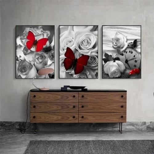 Rose Butterfly Diamond Painting 5D Full Diamond Mosaic Art Wall Sticker Diy Cross Stitch Kit Home Decoration Painting