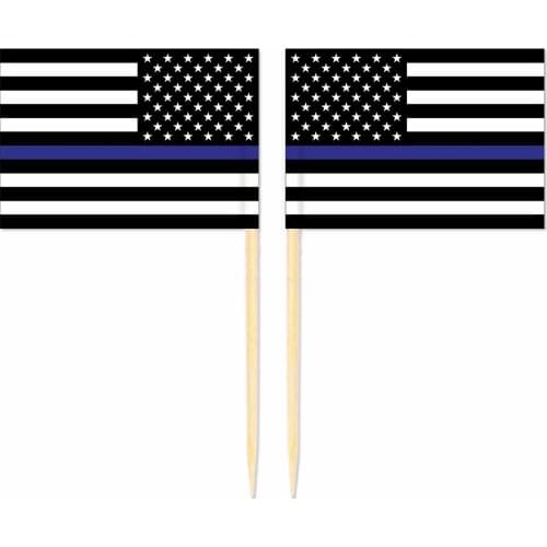 America Police Toothpick Flag United States 3.5X2.5CM Cake Topper Party Cupcake Wedding Lovely Baking Dessert Decorations