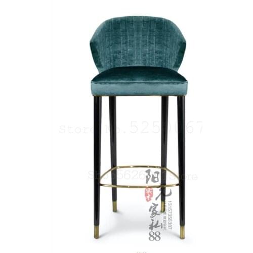 American Real Wood Chair European Cloth Art Stainless Steel Stool Contemporary And Contracted The Receptionist Nordic Bar
