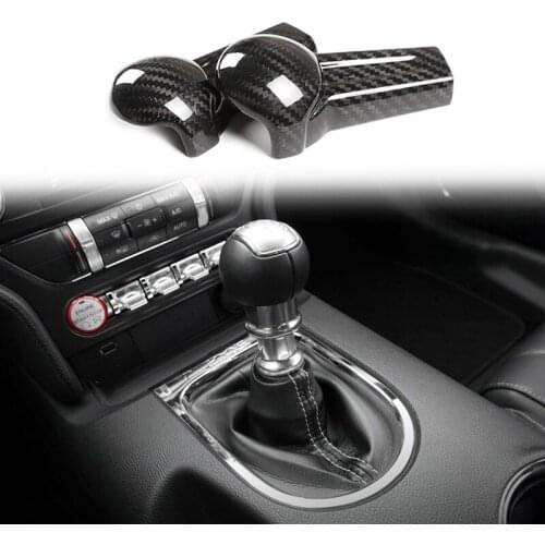 Car Carbon Fiber Gear Shift Knob Head Cover Sticker Trim for Ford Mustang 2015 -2020 Car Shift Knob Cover Trim