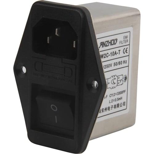 CW2C-10A-T AC power purifier filter inductor 10A socket switch filter Connector