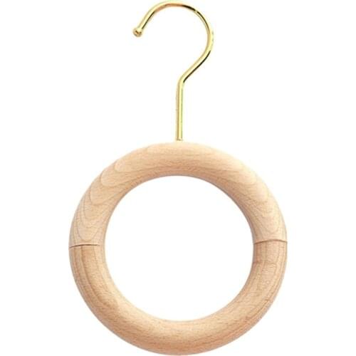 Wooden Ring Hanger Clothing Store 360 Rotating S-Shaped Round Scarf Ring Multifunctional Tie Holder Home Decoration