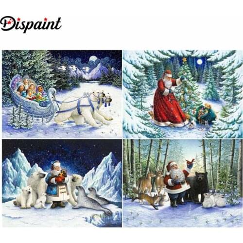 Dispaint Santa carriage Diamond Painting 5D Full Square/Round Drill Home Decor DIY Diamond Embroidery Cross Stitch