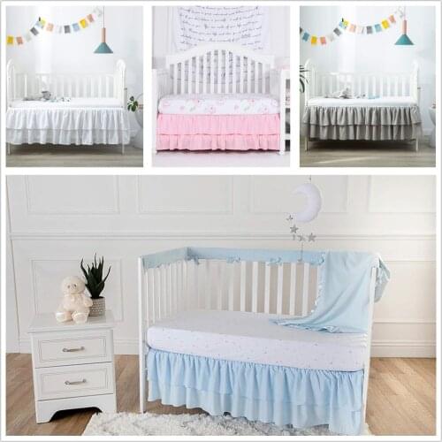 Two Layered Ruffle Bed Skirt Children Baby Crib Bed Skirt Baby Bed Cover Home Bedding Bedspread Bedroom Bed Sheet