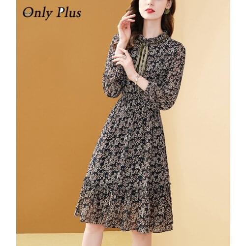 Prairie Chic O-Neck Elegant Dress Knee-Length Lantern Sleeve 2021 Spring/Autumn Chiffon Vest Slim England Style A-LINE