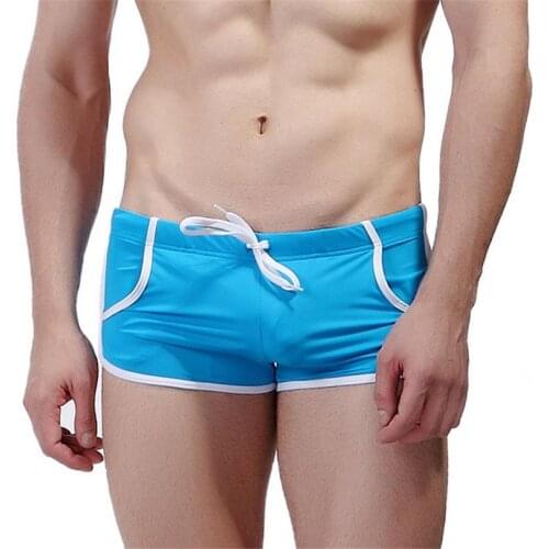 Men Beach Briefs Surfing Swimsuit Trunks Swim Male Pocket Sea Swimming Sexy Flexible Boxer Brand Short Swimwear Pool Hot 2019