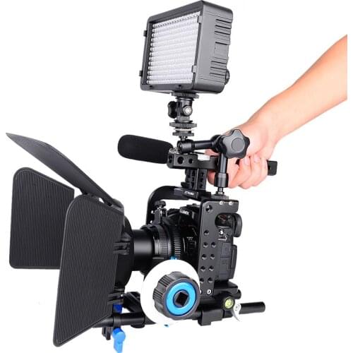 GH5 Camera Cage Film Movie Making Video Stabilizer Cage Rig Kit Matte Box+Follow Focus+Handle Grip for Panasonic Lumix GH5S GH4