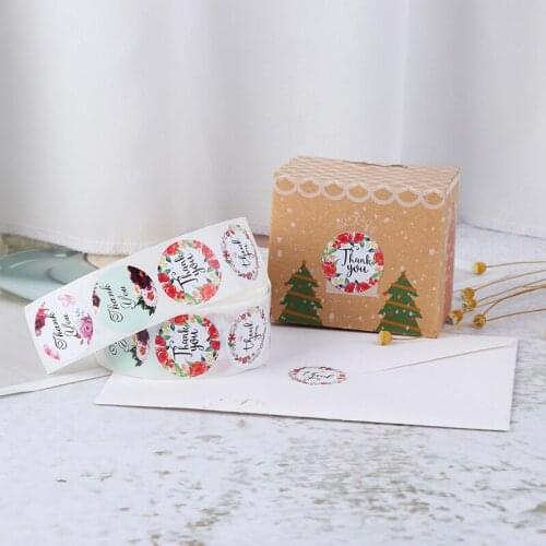 500Pcs/roll Floral Thank You Sticker For Seal Label Scrapbooking Christmas Sticke Decoration Sticker Stationery Sticker
