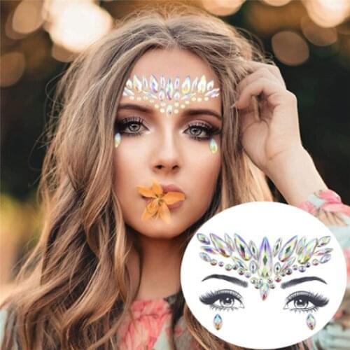 Tattoo Sticker Glitter Diamond Acrylic Rhinestone Face Stickers Fake Tattoo Stickers Chest Jewelry Makeup Crystal Stickers