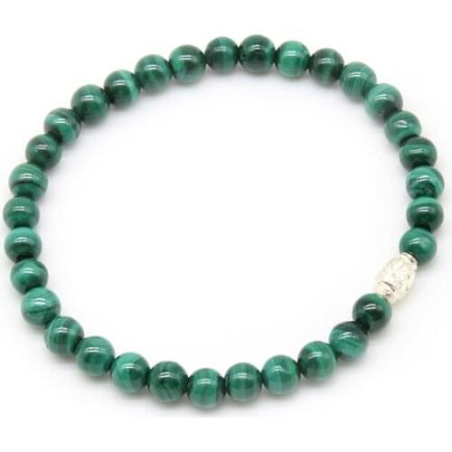 Natural Malachite Bracelets Buddha Alloy Charm Green Malachite Men Bracelets&Bangle for Women Crystal Charm Bracelet beads Gift