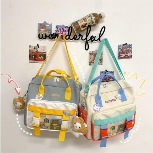 Nylon Female Shoulder Bag Color Stitching Luxury Designer Handbag Large Capacity Crossbody Bag 2021 Womens Brand Backpack M090