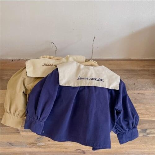 New Autumn Baby Girls Shirts Embroidery Letters Korean Style Toddlers Kids Casual Blouses Long Sleeve Tops