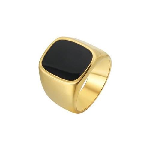 NUNCAD Oil Dripping Mens Stainless Steel Ring Jewelry Gifts Square Bague Homme AAA Quality