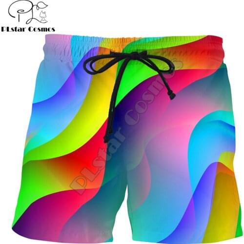 PLstar Cosmos 2019 New summer vibes Shorts Colorful Waves 3D Printed Male/Female streetwear Casual Cool Shorts Drop shipping