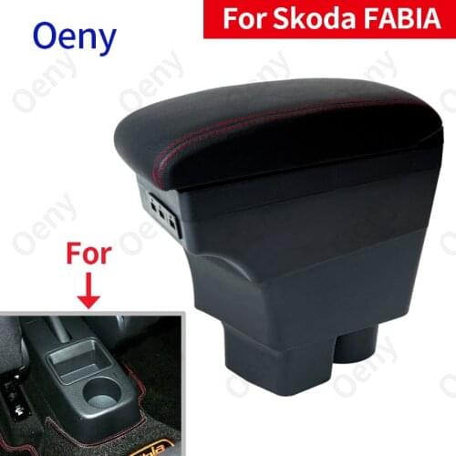 For Skoda FABIA Armrest 2008-2014 2013 2012 2011 Car Armrest box Retrofit parts Storage box car accessories Interior USB LED