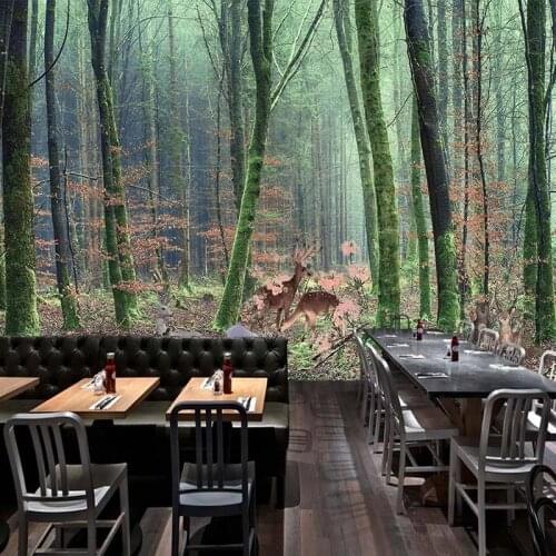 Custom Modern Art Mural 3D Forest Elk Landscape Photography Background Photo Wallpaper For Living Room Restaurant Decor Painting