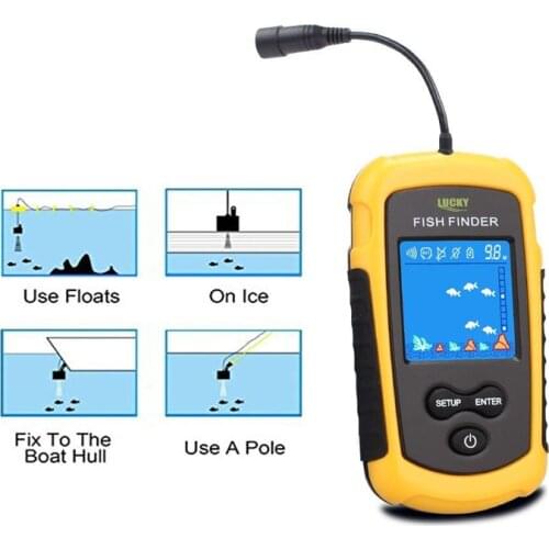 Findfish Wireless Portable Sonar Fish finder Handheld Wired Fish Finder Fishfinder Alarm Sensor Transducer with LCD Dispaly
