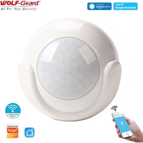Wolf-Guard Tuya Smart PIR Motion Sensor Wireless WiFi Mini Infrared Detector No Hub Required Compatible with Alexa & Google