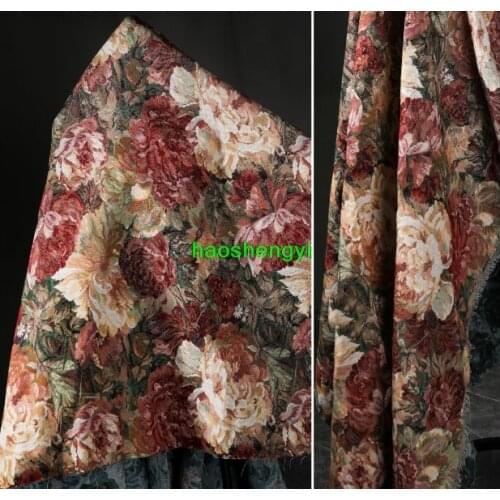 Colorful sunflower jacquard oil painting texture fabric, literary and creative clothing diy jacket fabric