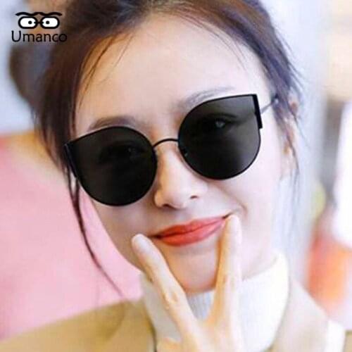 Umanco 2021 New Oversized Cat Eye Sunglasses For Women Men Alloy Frame Fashion Designer Brand Accessories Beach Travel Gifts