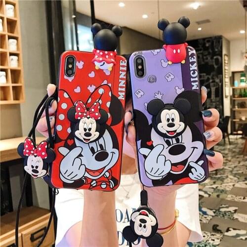 Disney Cartoon dolls for iPhone11 mobile phone shell soft shell iphone xs max lanyard bracket 7p protective cover