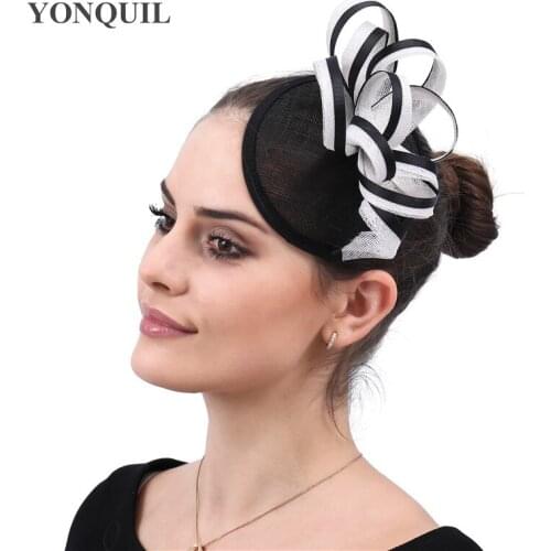 Lady Elegant Sinamay Fascinator Hat Clips Hairpins Hair Accessories Wedding Party Hats Church Headpiece Hair Accessories MYQ017