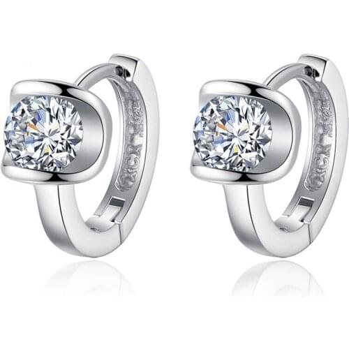 New 2017 Hot Sell Fashion Shiny Zircon Design 925 Sterling Silver Stud Earrings for Women Jewelry Gift Wholesale Drop Shipping