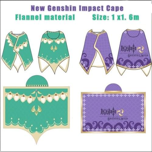 Cosplay Project Genshin Impac Barbatos Keqing Winter Thickened Flannel Hooded Cloak Blanket Birthday Annual Party Gift