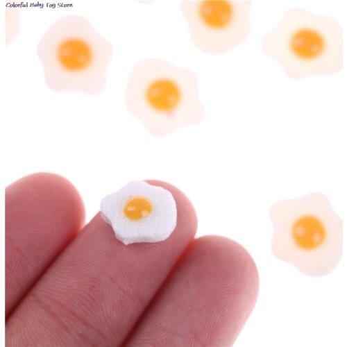 10PCS S L Diy Resin Fried Egg 1:12 White Egg Flatback Cabochons Dollhouse Miniature Food DIY Scrapbooking