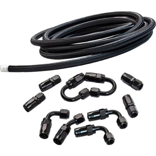 11pcs Stainless nylon Steel Braided Oil fule Hose w/ 6-an hose end fittings