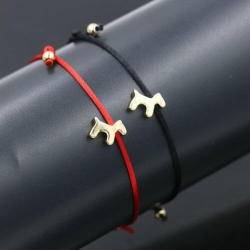 2pcs/set Dog Crown Butterfly Heart Star Leaf Crosses Beads Bracelet Red Thread Strings Couples Bracelets For Women Men Jewelry