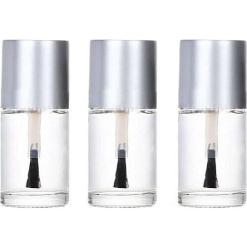 200pcs/lot 10ml Empty Nail polish Bottle Transparent nail enamel bottle with silver cap, 10cc nail glass bottle with brush cap