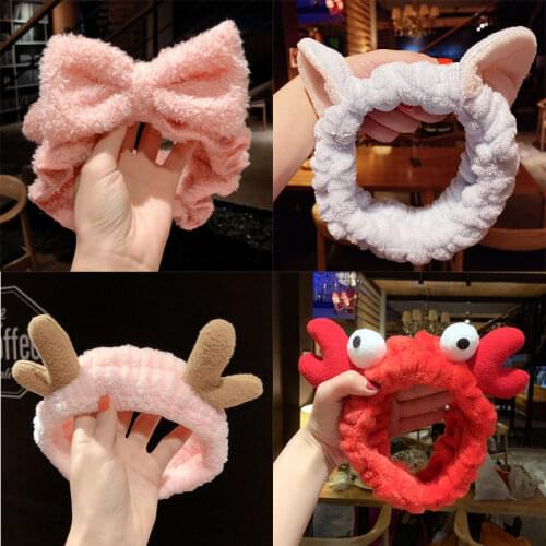 2021 Shampoo Band OMG Trendy Face Wash Bowknot Makeup Hair Band Girl Elastic Fixer Hair Band Bandage Ear Bandana Hair Accessorie