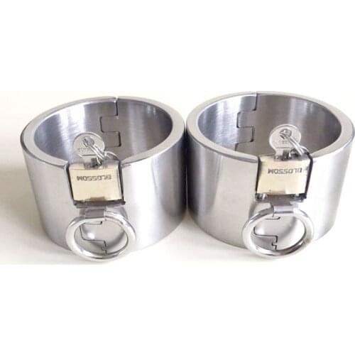 5cm High Stainless Steel Ankle Cuffs BDSM Bondage Lock Slave Restraints Footcuffs Sex Toys For Couples Adult Games Fetish Tools