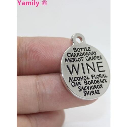 8pcs--22mm wine zinc alloy Charm Word Collage Charms pendant for diy jewelry making