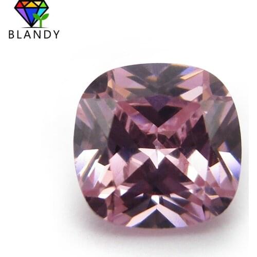 Free Shipping 50pcs/lot 5A Quality 5*5mm~12*12mm Pink Cubic Zirconia Stone Cushion Cut Loose Synthetic CZ Stone For Jewelry