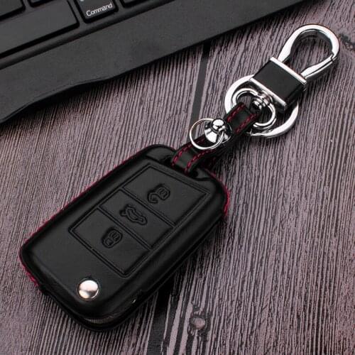 Car Key Case Cover For Volkswagen VW Polo Golf 7 MK7 Tiguan passat For Skoda Octavia Kodiaq Karoq For Seat Ateca Leon Key Bag