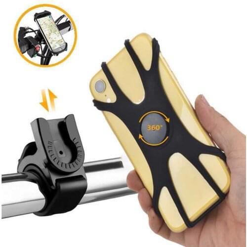 Bicycle Mobile Phone Holder Removable Motorcycle Bicycle Anti-Shake Bike Mount 360 Rotation For 4.5-7.0 Inch Smartphone