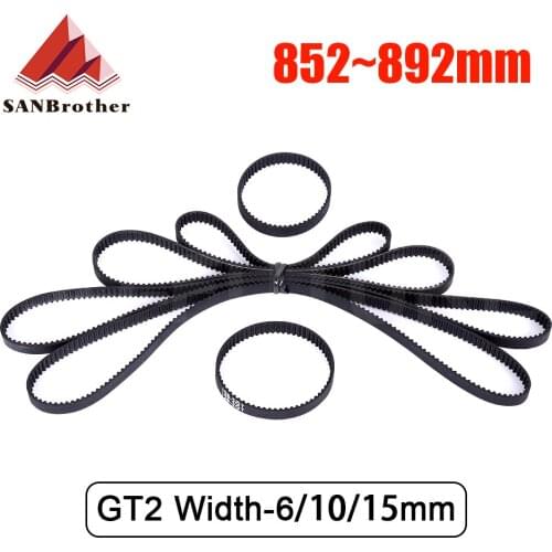 3D Printer Parts GT2 Closed Loop Timing Belt Rubber 2GT 6mm852 854 856 858 860 862 864 866 868 870 872 874 876 878mm Synchronous
