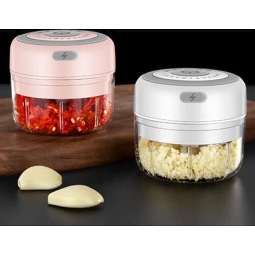Electric Food Crusher 100/250ml Garlic Press Garlic Crusher Vegetable Chopper For Kitchen Crushed Chili Ginger Masher Machine