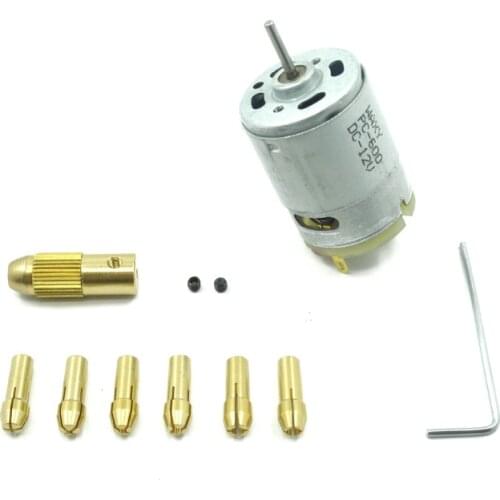 Mini DC 12V Electric Hand Drill Motor PCB Press Drilling Compact Set 0.5-3mm Twist Bits