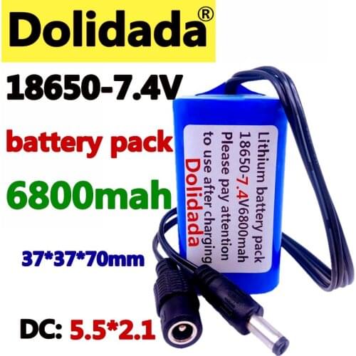 Dolidada Protect 7.4 V 6800 mAh 8.4 V 18650 Li-lon Battery bike lights Head lamp special battery pack DC 5.5mm *2.2mm