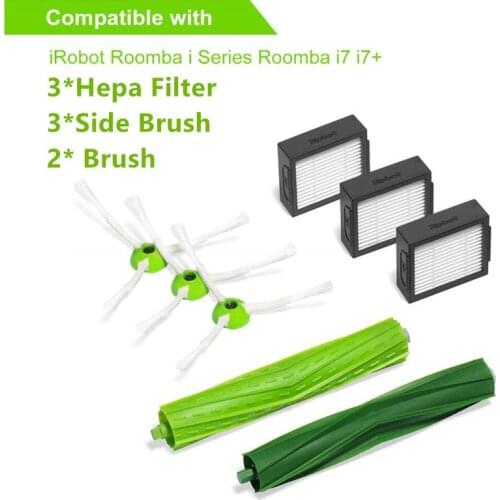 3*Hepa Filter + 3*Side Brush +2* Brush Roll for iRobot Roomba i7 E5 E6 I Series Robot Vacuum Cleaner Replacement Spare Parts