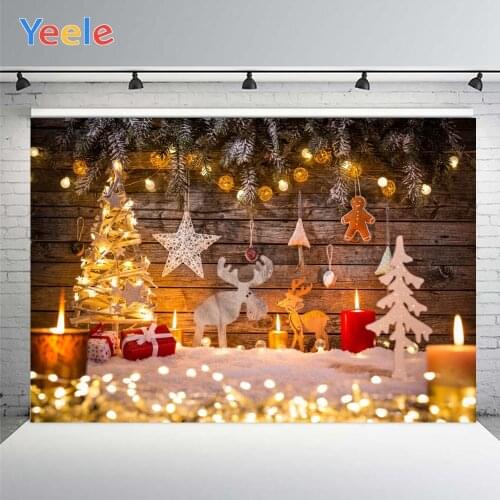 Yeele Yellow Lights Photo Background Photophone Christmas Gifts Tree Stars Photography Backdrops for Decoration Customized Size