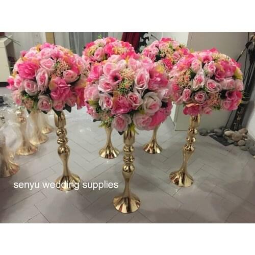 Artificial rose hydrangea chandelier flower vase without wisteria floral stand for wedding hall indoor decoration senyu0758