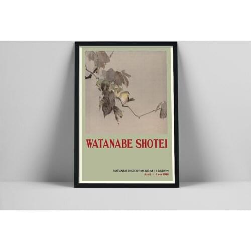 Canvas Painting Watanabe Shotei Exhibition Poster Museum London Leaf Bird Animal Retro Wall Art Pictures for Living Room Decor